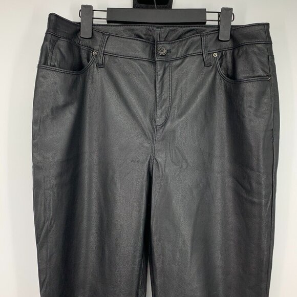 Chicos Pants Faux Leather Black Slim Fit Ponte Soft - Picture 4 of 11